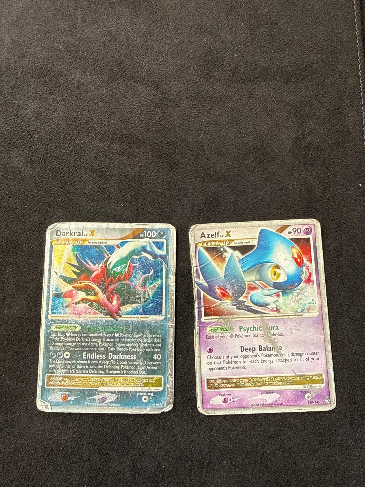 Pokémon kaarten: Darkrai Lv.X en Azelf Lv.X, Hobby en Vrije tijd, Ophalen of Verzenden, Gebruikt, Meerdere kaarten