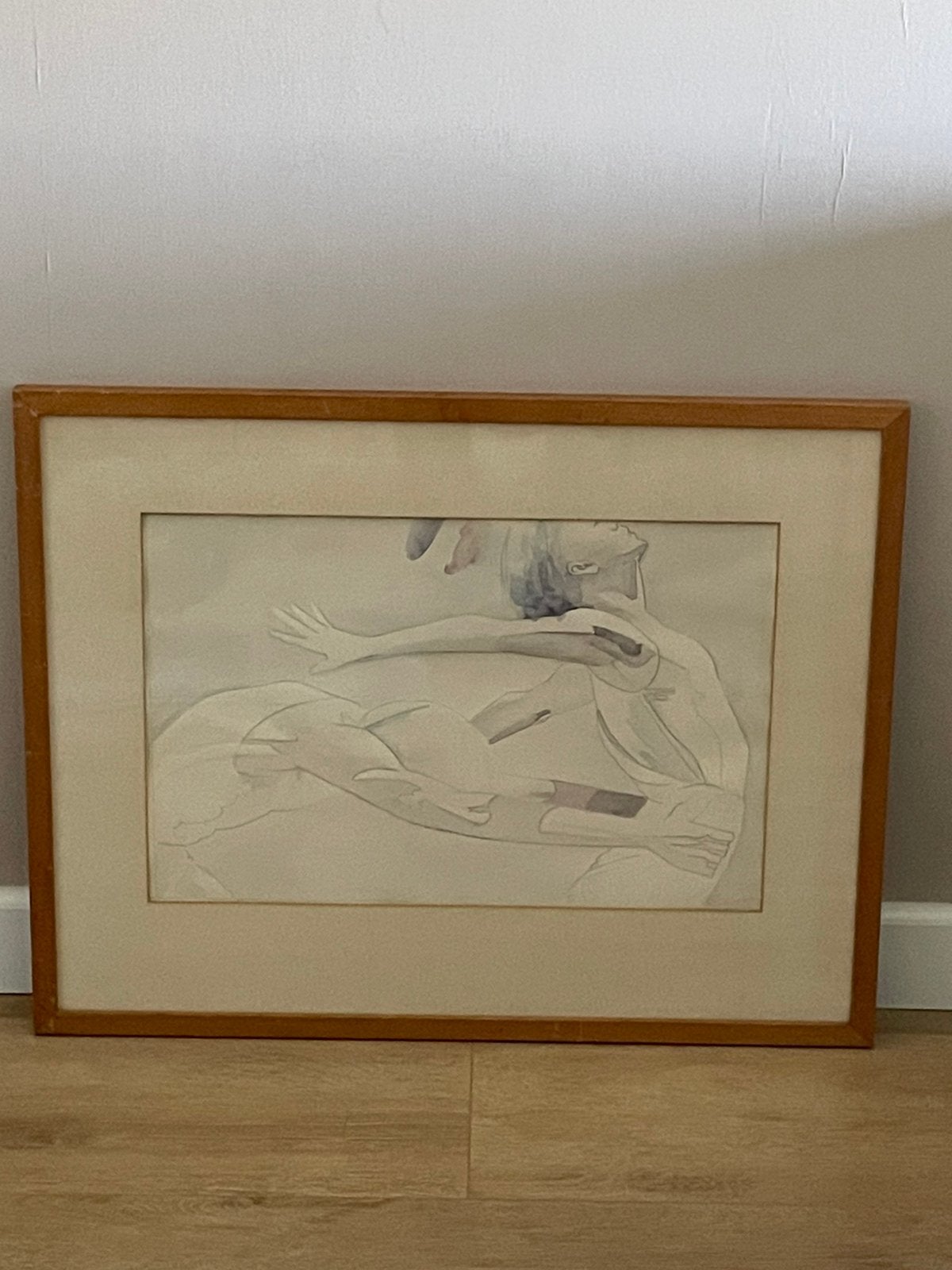 Aquarel/ inkttekening “Ballerina’s” - Maja Ouwerkerk (1983), Ophalen, Tekening, Aquarel, Ingelijst