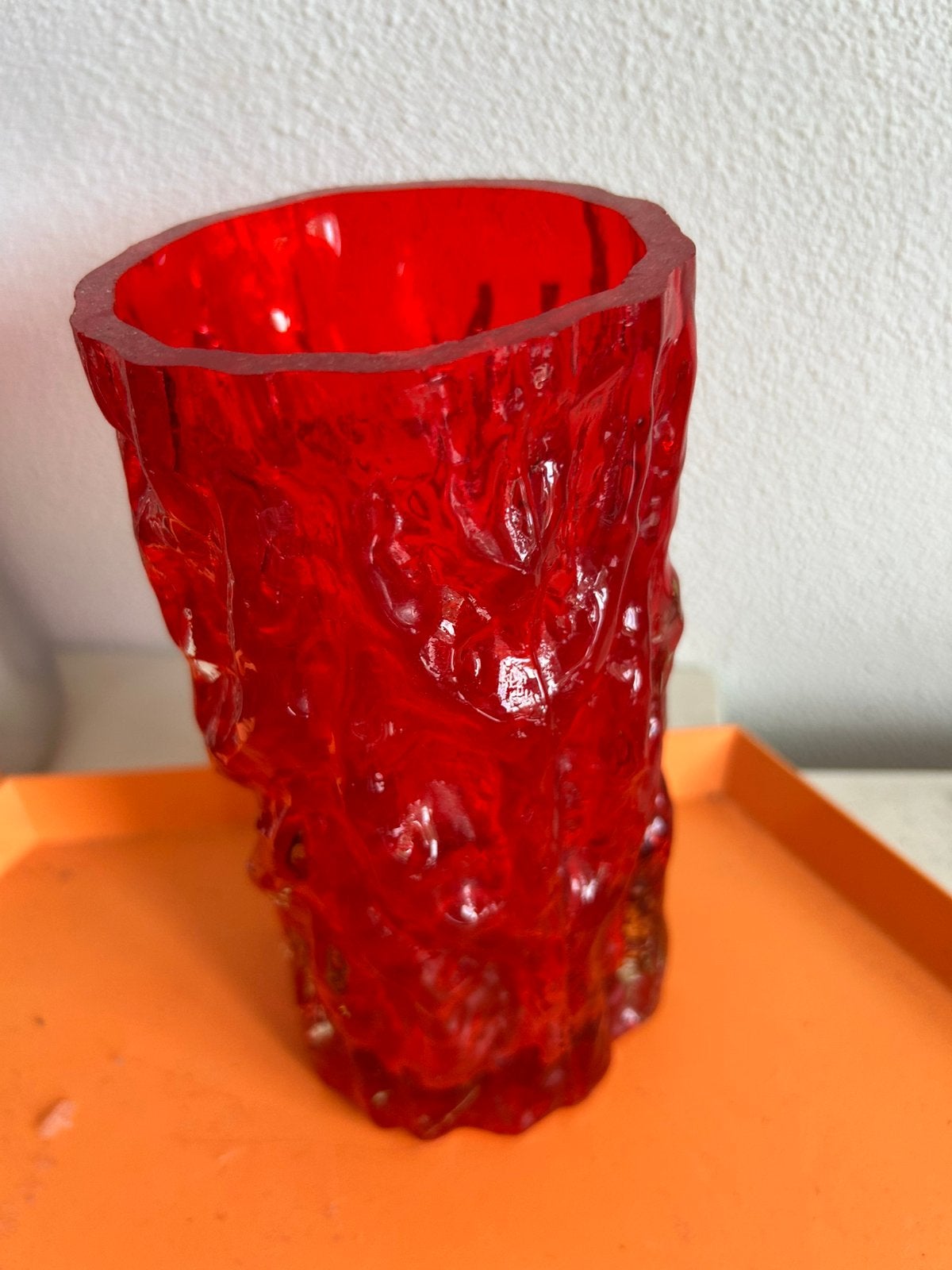 Ingrid glas vaas schors glas rood, Ophalen of Verzenden