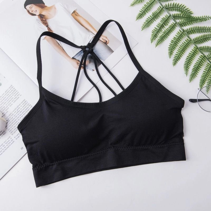Comfortabele Sport BH met Gekruiste Bandjes, Croix, Verzenden, Zwart, BH