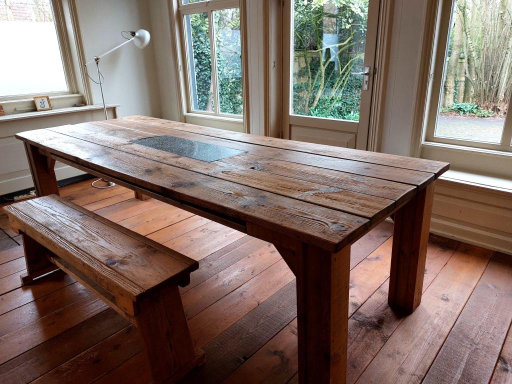 robuuste eettafel, Ophalen, Gebruikt, 100 tot 150 cm, 200 cm of meer