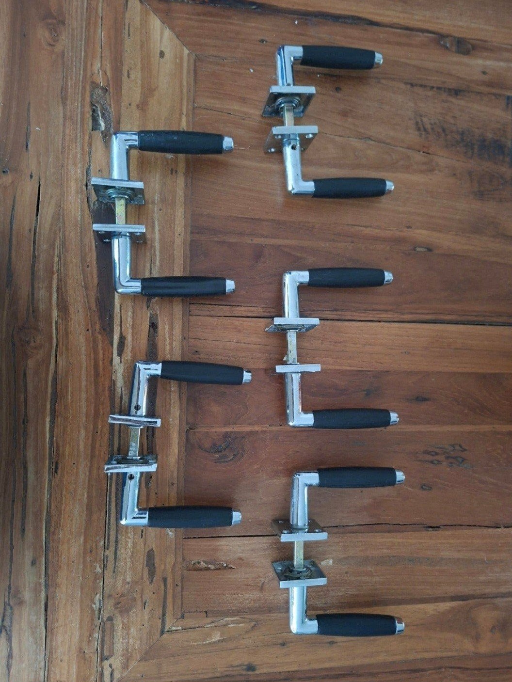 5  deurkrukken ton model chroom/nikkel met zwart han, Ophalen of Verzenden, Gebruikt, Chroom, Klink of Kruk