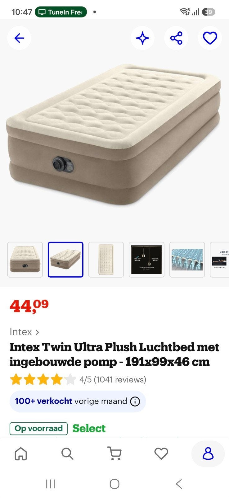 Intex Twin Ultra Plush Luchtbed met ingebouwde pomp, Ophalen, Zo goed als nieuw