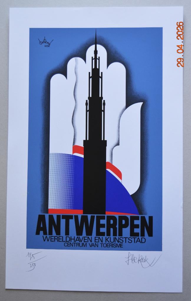 Zeefdruk.  "Antwerpen" Gesigneerd en genummerd., Ophalen