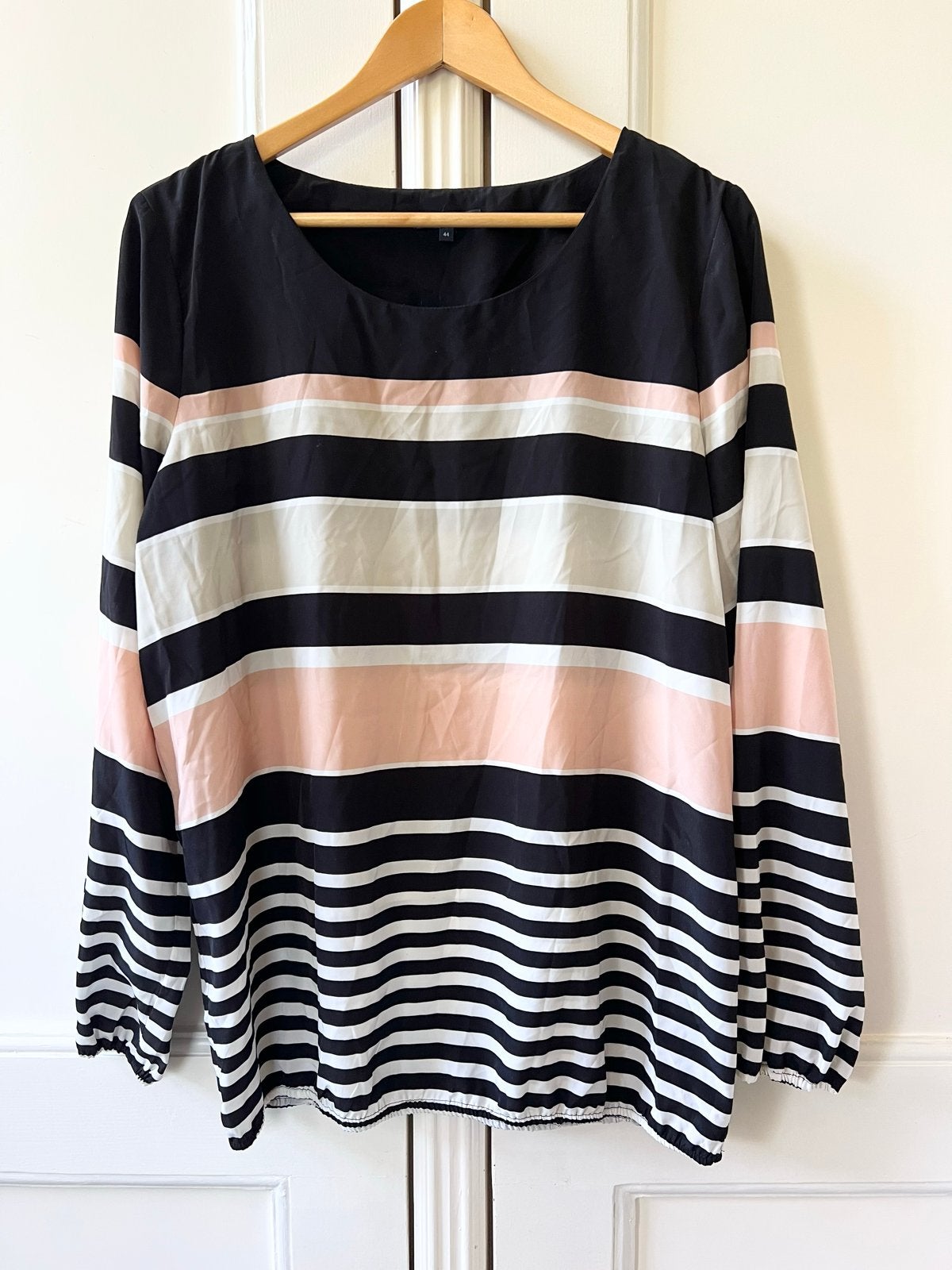 Opus gestreepte blouse met lange mouwen, maat 44, Zwart, Maat 42/44 (L), Ophalen of Verzenden, Zo goed als nieuw