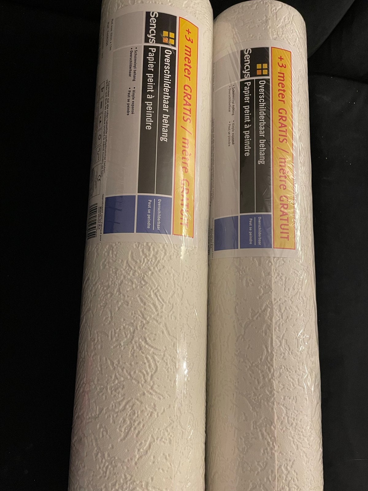 2 Nieuwe Rollen Overschilderbaar Behang Sencys (+3m gratis), Ophalen of Verzenden, Papierbehang, Structuur, Overige merken