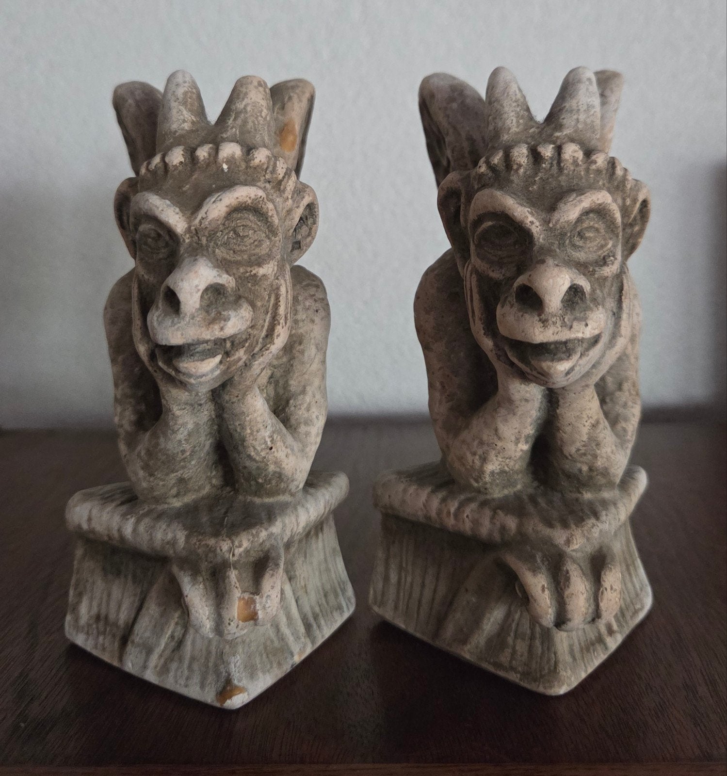 Vintage Notre Dame gargouille boekensteunen /beeldjes Parijs, Ophalen of Verzenden