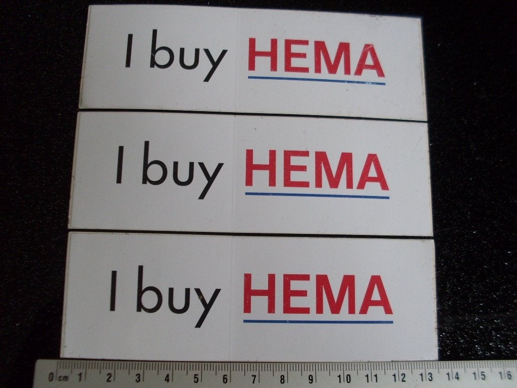 3x sticker i buy HEMA logo, Verzenden, Zo goed als nieuw, Winkel of Supermarkt