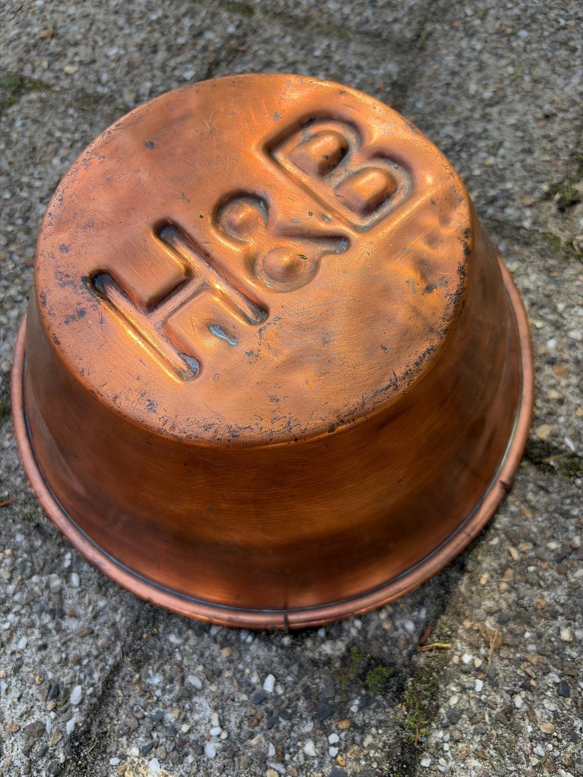 Vintage Koperen vorm, letters H&B op onderzijde, Ophalen of Verzenden, Koper