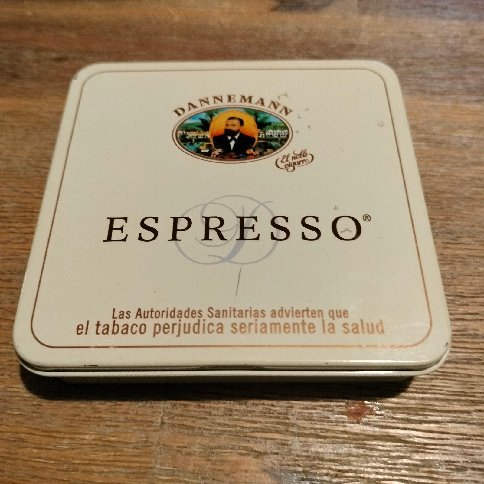Vintage Dannemann Espresso blikje - Spaans opschrift, Verzamelen, Ophalen of Verzenden, Gebruikt, Tabaksdoos of Verpakking