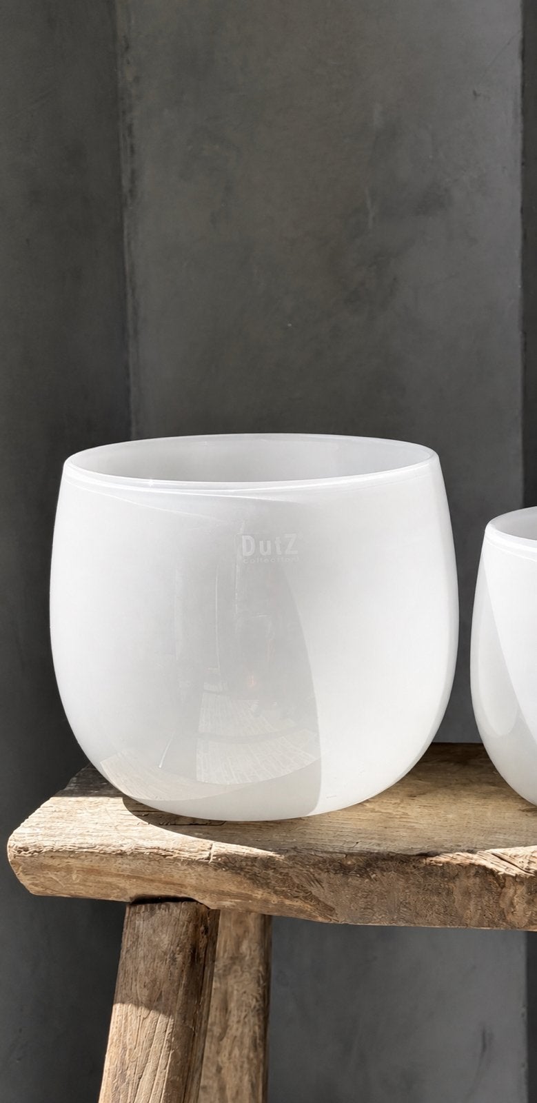DutZ Collection windlicht | vaas | glazen pot wit , H 22 cm, Ophalen of Verzenden, Zo goed als nieuw, Glas, Wit