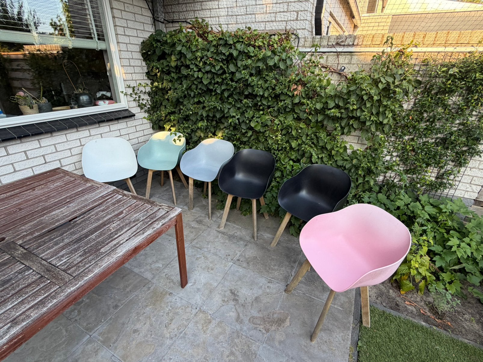 Tafel en/of stoelen, Tuin en Terras, Tuintafels, Zo goed als nieuw, Rechthoekig, Hout, Ophalen