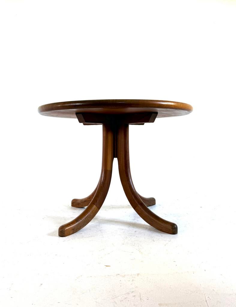 Vintage Deense teakhouten salontafel, Arebbo Møbler ‘70, 50 tot 100 cm, Vintage retro buisframe design rotan webbing papercord deens