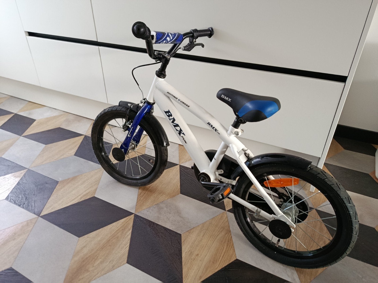 2Cycle 2Cycle BMX Kinderfiets - 16 inch - Wit-Blauw, Ophalen, Gebruikt, Terugtraprem, 16 tot 20 inch