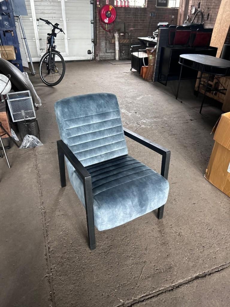fauteuil / relaxstoel grijs blauw outlet korting, Ophalen, Nieuw, Metaal, 50 tot 75 cm