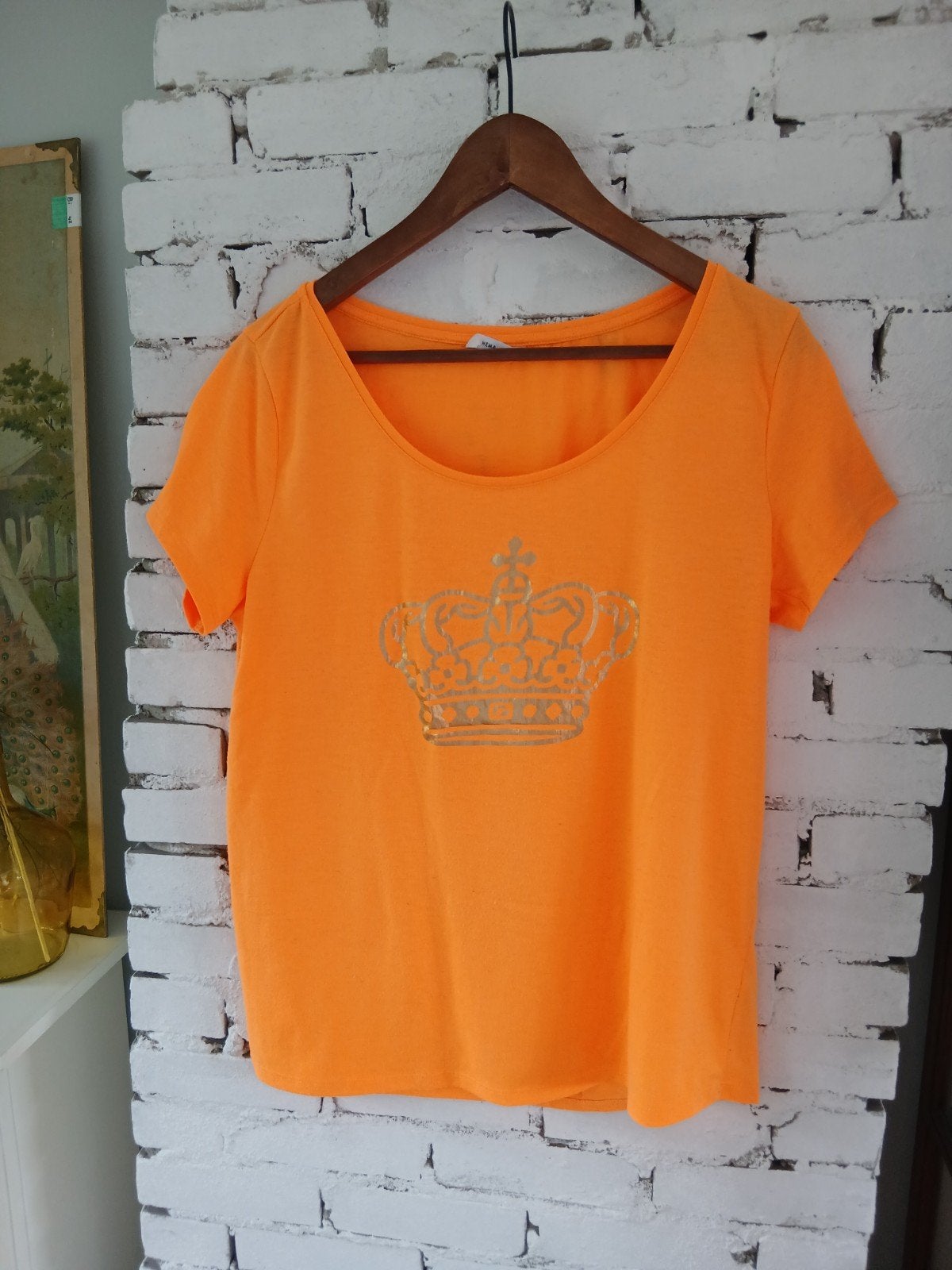 Oranje t-shirt hema maat medium, Maat 38/40 (M), Oranje, Ophalen of Verzenden, Korte mouw