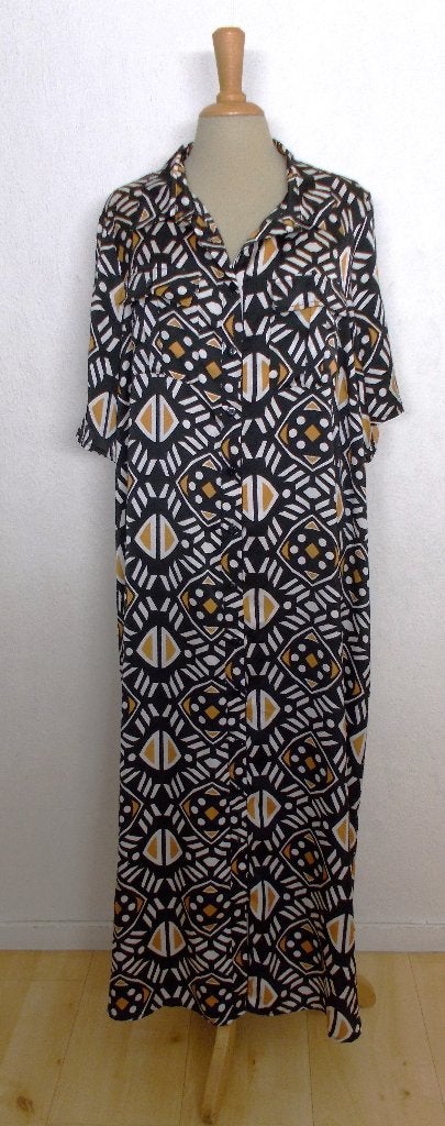Aparte maxi soepel vallende print jurk van Yoek! 42/44, Kleding | Dames, Maat 42/44 (L), Zo goed als nieuw, Onder de knie, Meerkleurig