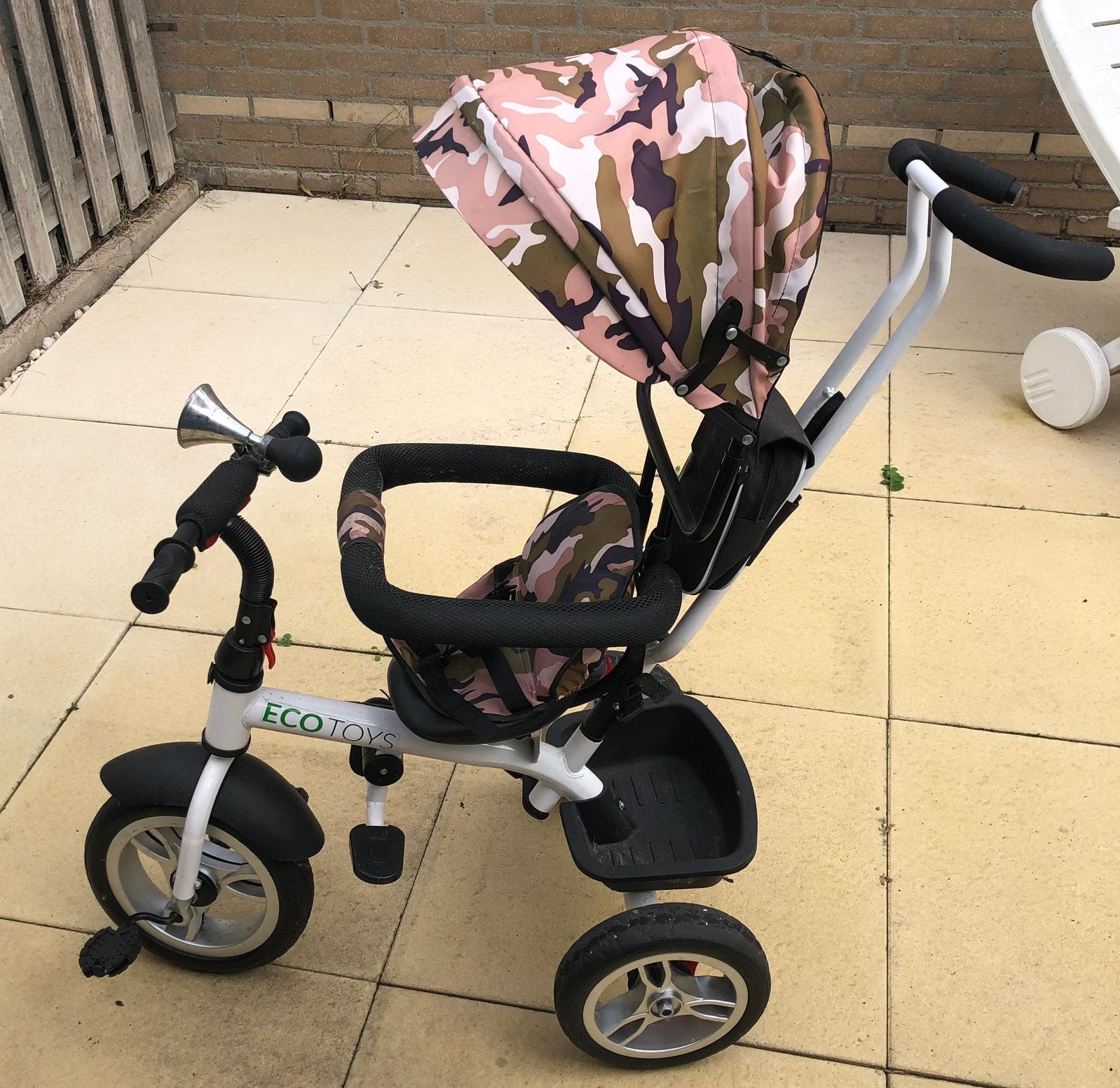 Driewieler met duwstang, Fietsen en Brommers, Ophalen, Gebruikt, Terugtraprem, Duwstang