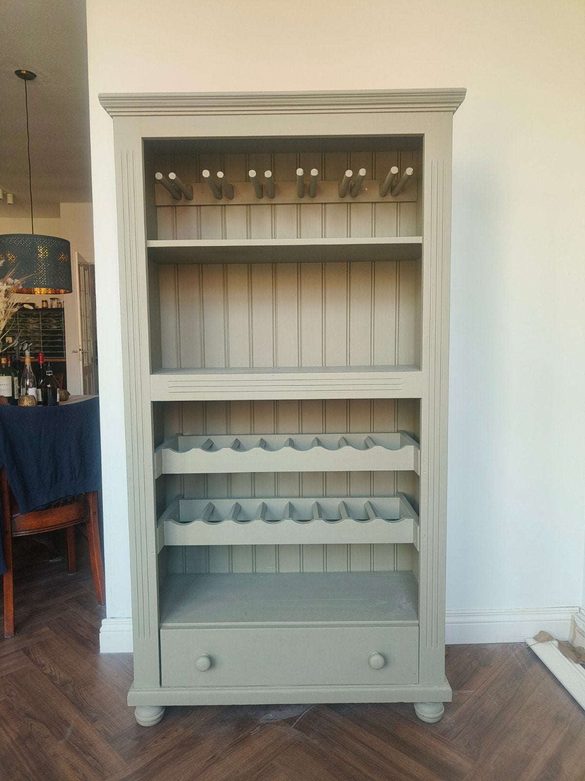 Lichtgroene wijnkast/drankenkast 177x95x43 cm, Ophalen, Gebruikt, Hout, 15 tot 25 flessen