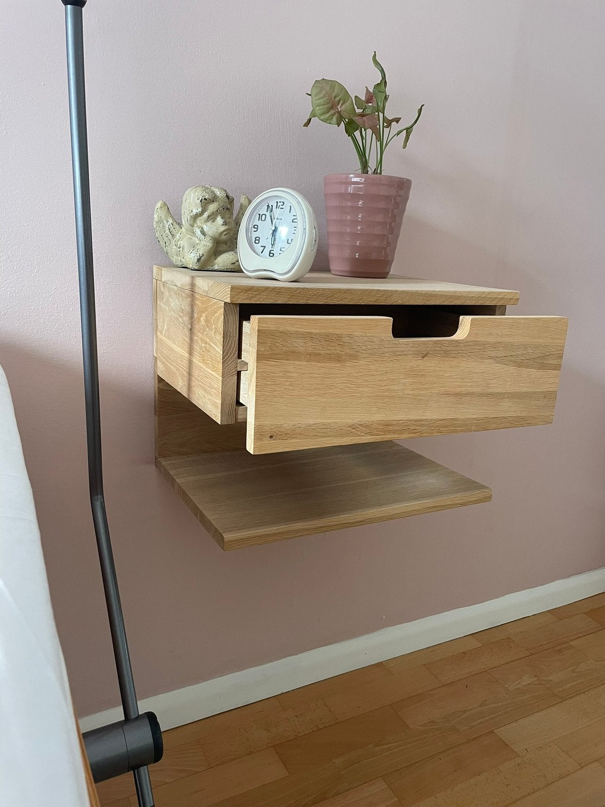 2 teakhouten nachtkastjes (zwevend), Ophalen, Minder dan 45 cm, Minder dan 55 cm
