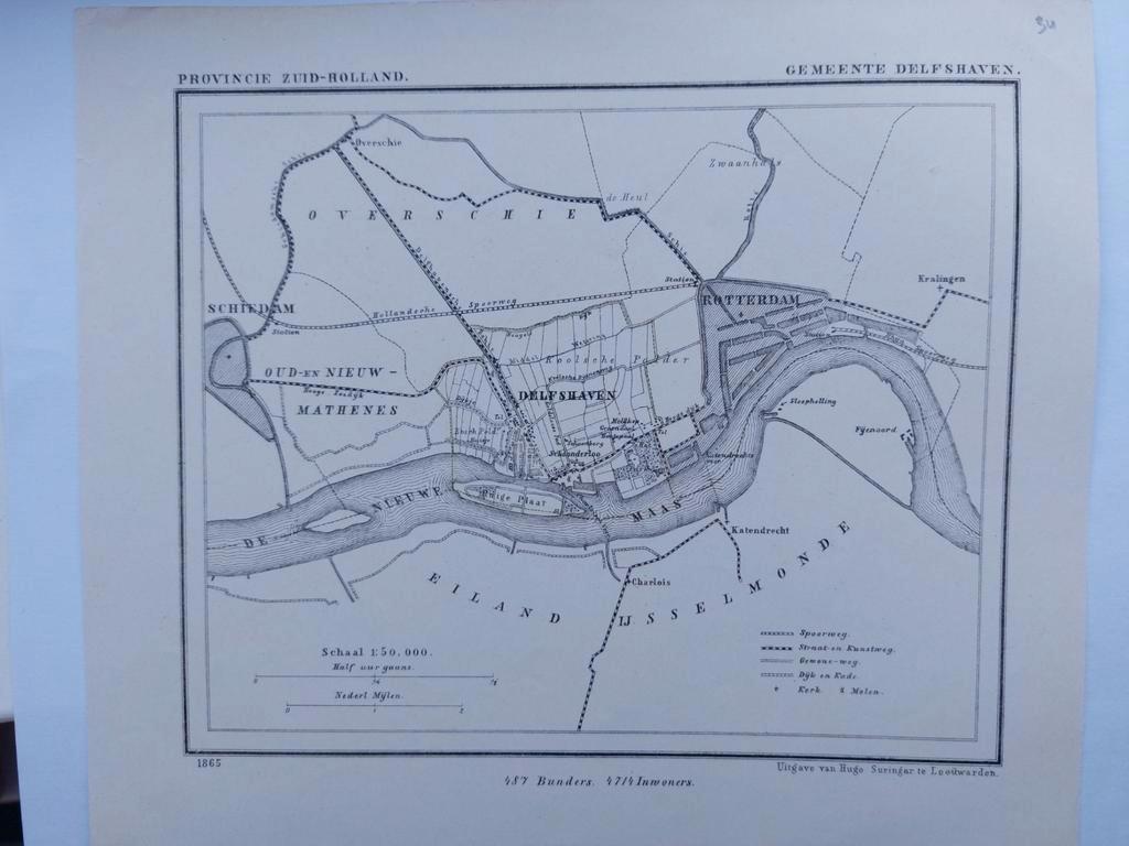 34 / Delfshaven Schiedam Rotterdam De Nieuwe Maas J. Kuyper, Antiek en Kunst, Ophalen of Verzenden