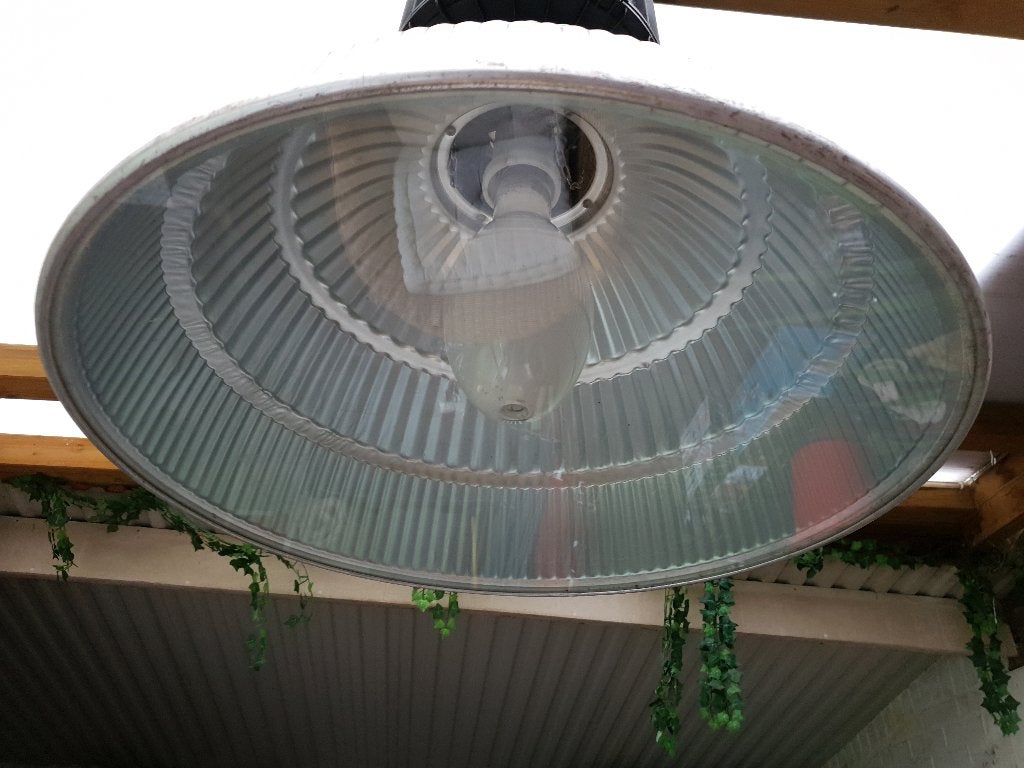 Grote Industriële Fabriek s Lamp Disano Italy Diameter is 60, Huis en Inrichting, Ophalen, Zo goed als nieuw, Glas, Fabrieks Lampen