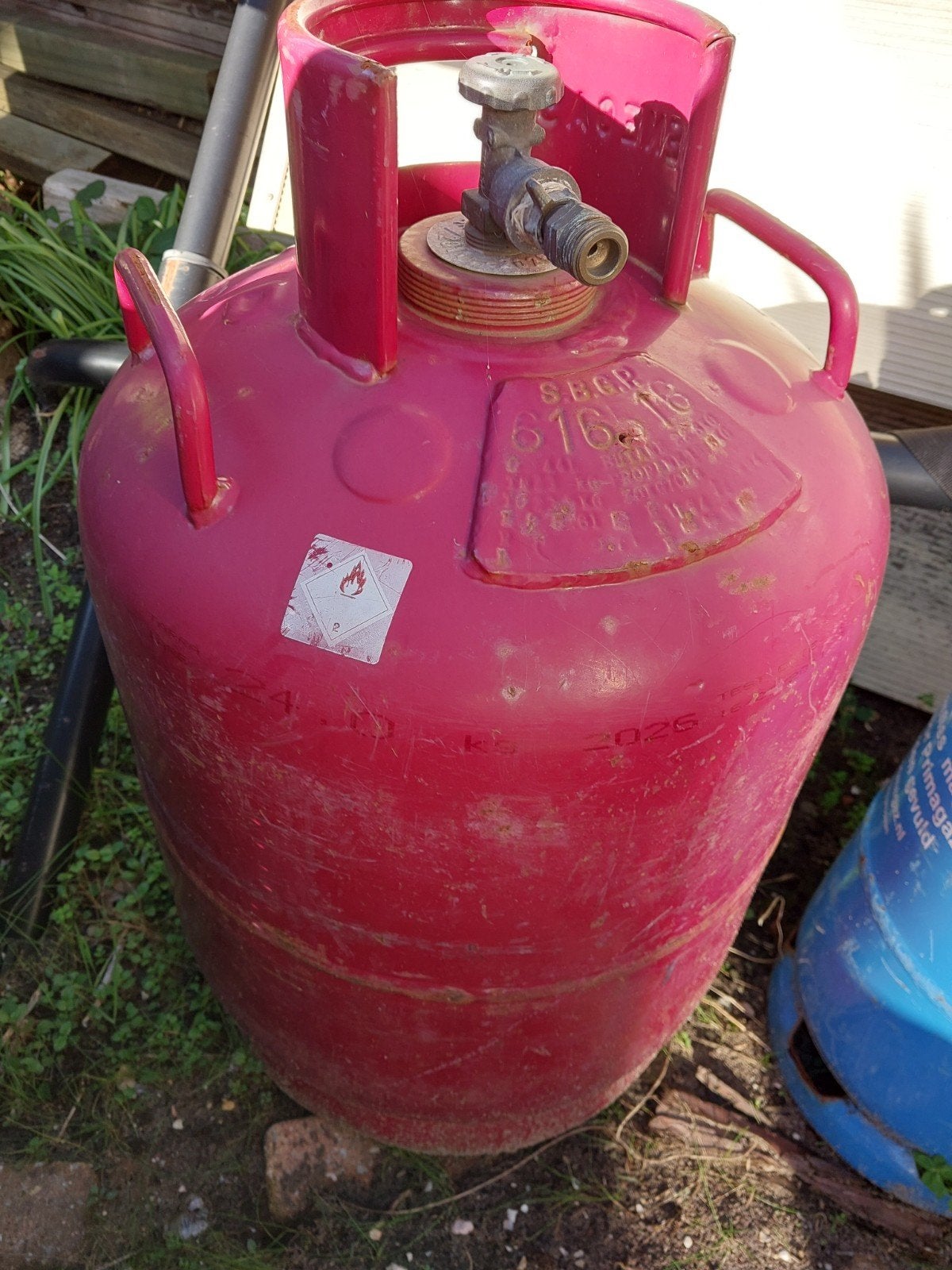 Grote en kleine gasfles (leeg), Ophalen of Verzenden, Gebruikt