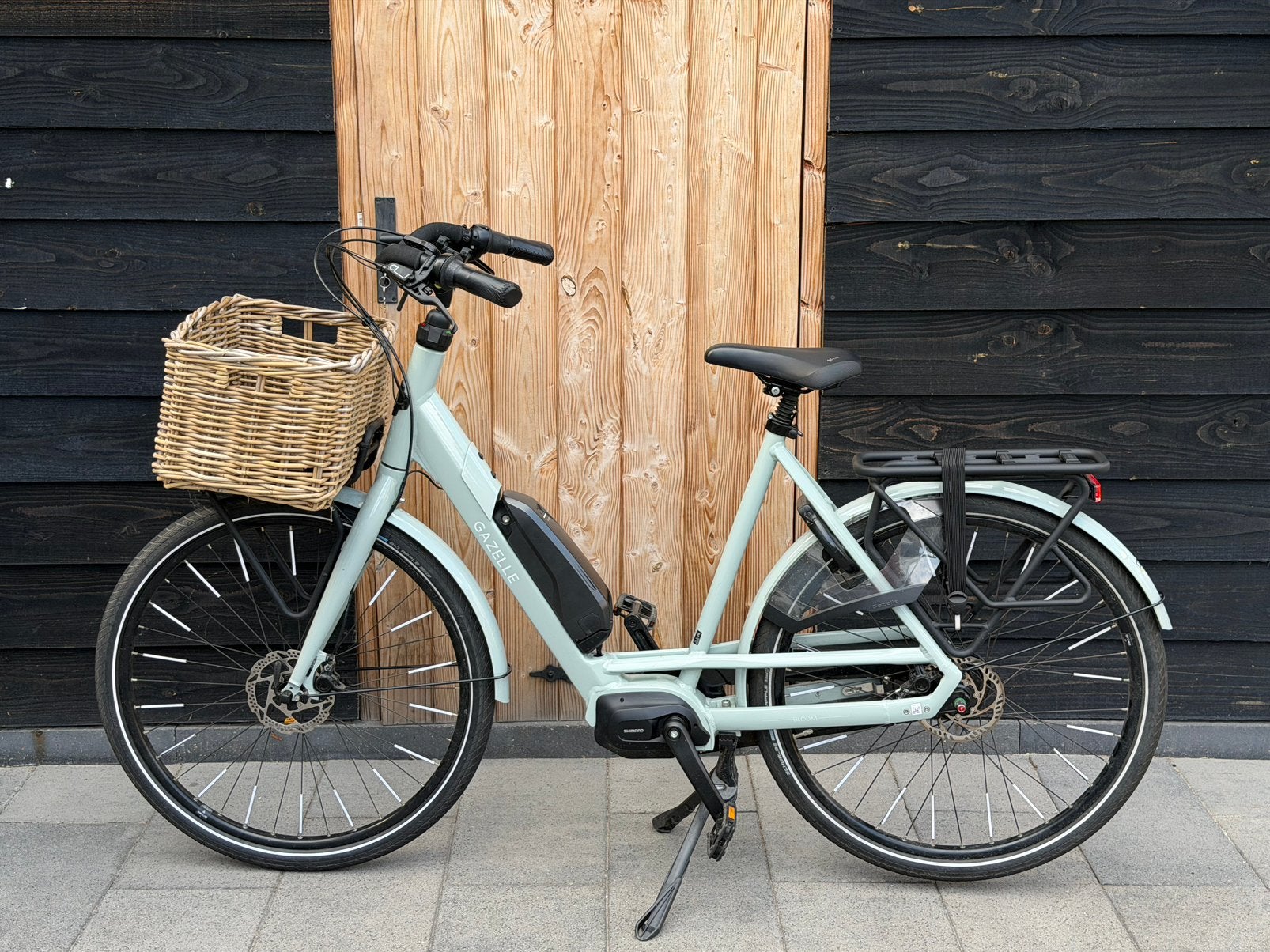 Gazelle Bloom C7 Elektrische Fiets – Rieten Mand, 56 cm of meer, Ophalen of Verzenden, Zo goed als nieuw, Gazelle