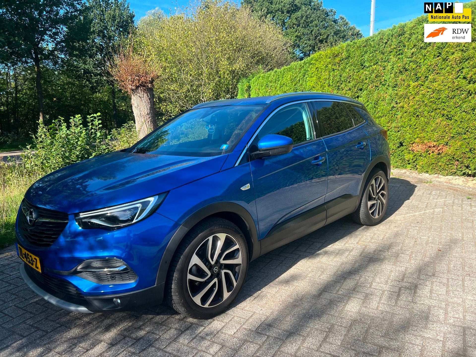 Opel Grandland X 1.2 Turbo VOL SPORTLEER STOELKOELING ECC AI, Auto's, Voorwielaandrijving, Gebruikt, 1199 cc, Blauw