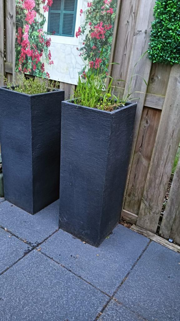 Set van 2 hoge plantenbakken, antraciet, Tuin en Terras, Ophalen of Verzenden, Balkon