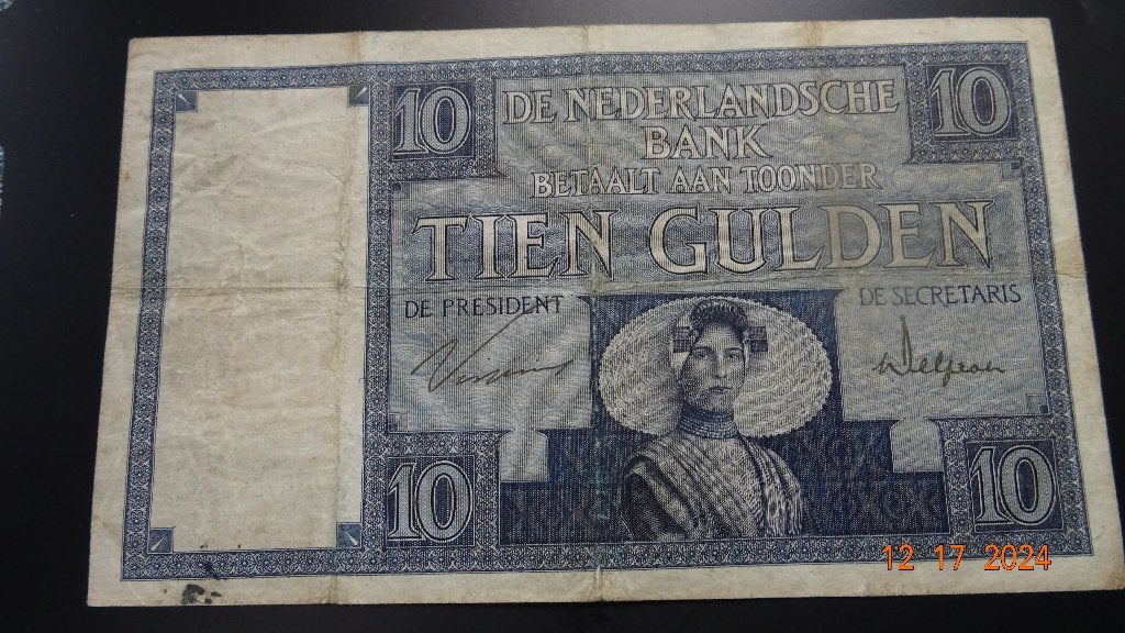 10 Gld Zeeuws Meisje 1924, Ophalen of Verzenden, 10 gulden, Los biljet