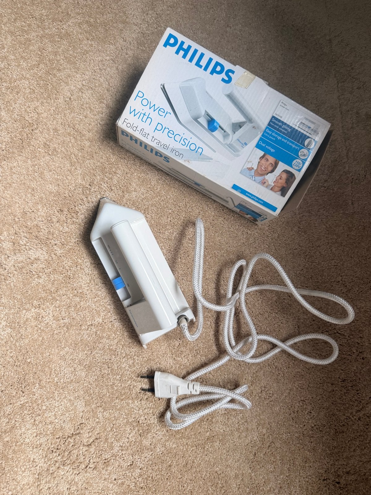 Philips Stewardess HD309 Opvouwbaar Reisstrijkijzer, Ophalen of Verzenden, Nieuw, Strijkijzer met snoer