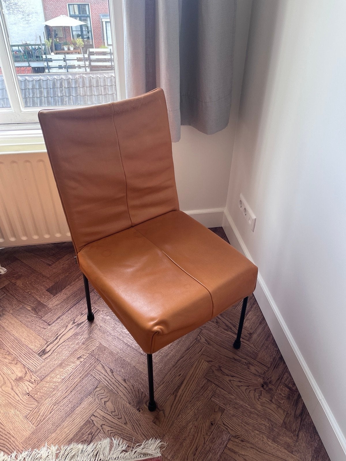 Set van 4 vintage Montis stoelen - Cognac leer, Gebruikt, Bruin, Ophalen of Verzenden, Vier
