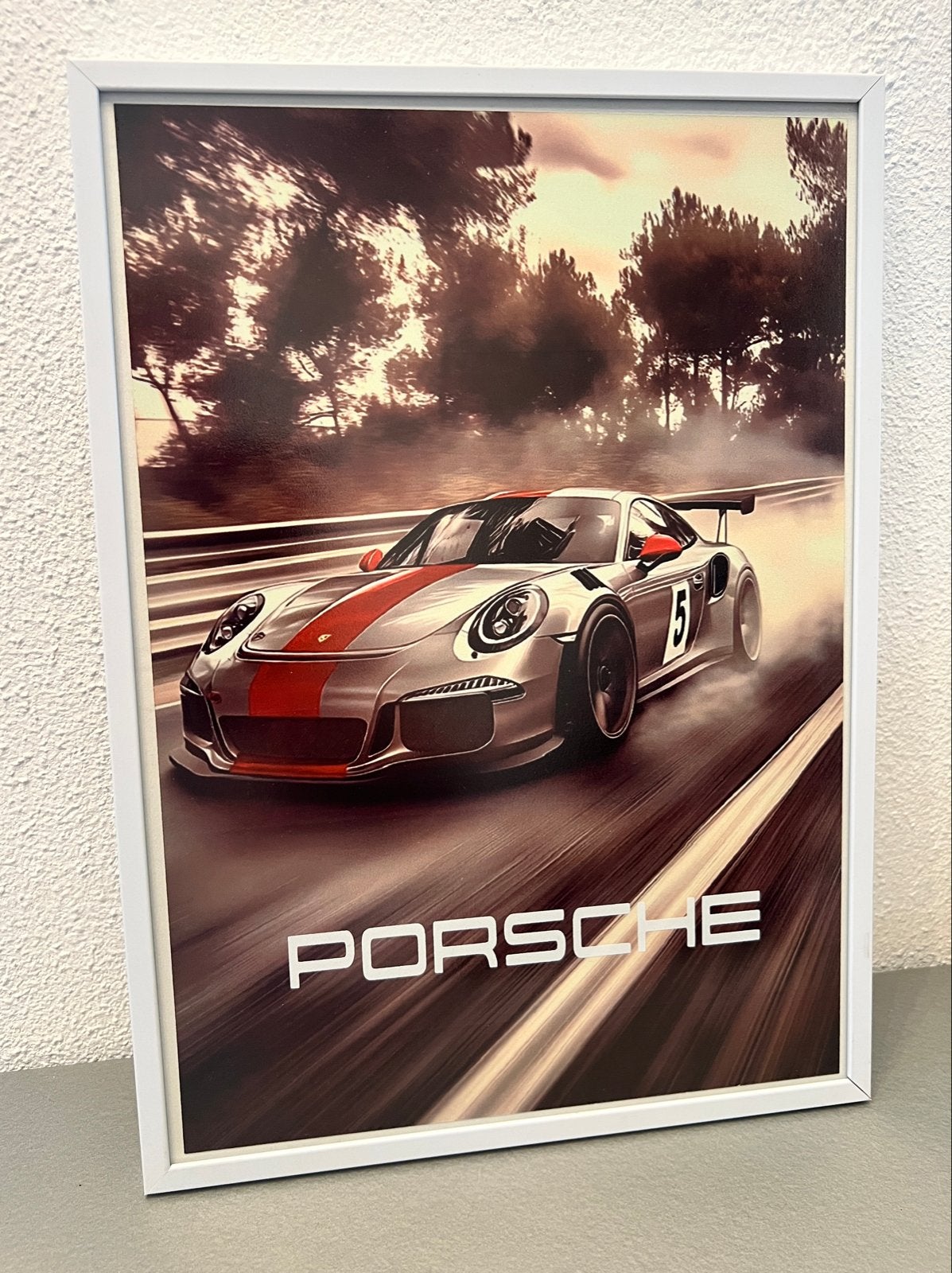 Porsche 911 GT3 RS Poster - Ingelijst, Minder dan 50 cm, Ophalen of Verzenden, Zo goed als nieuw, Foto of Poster