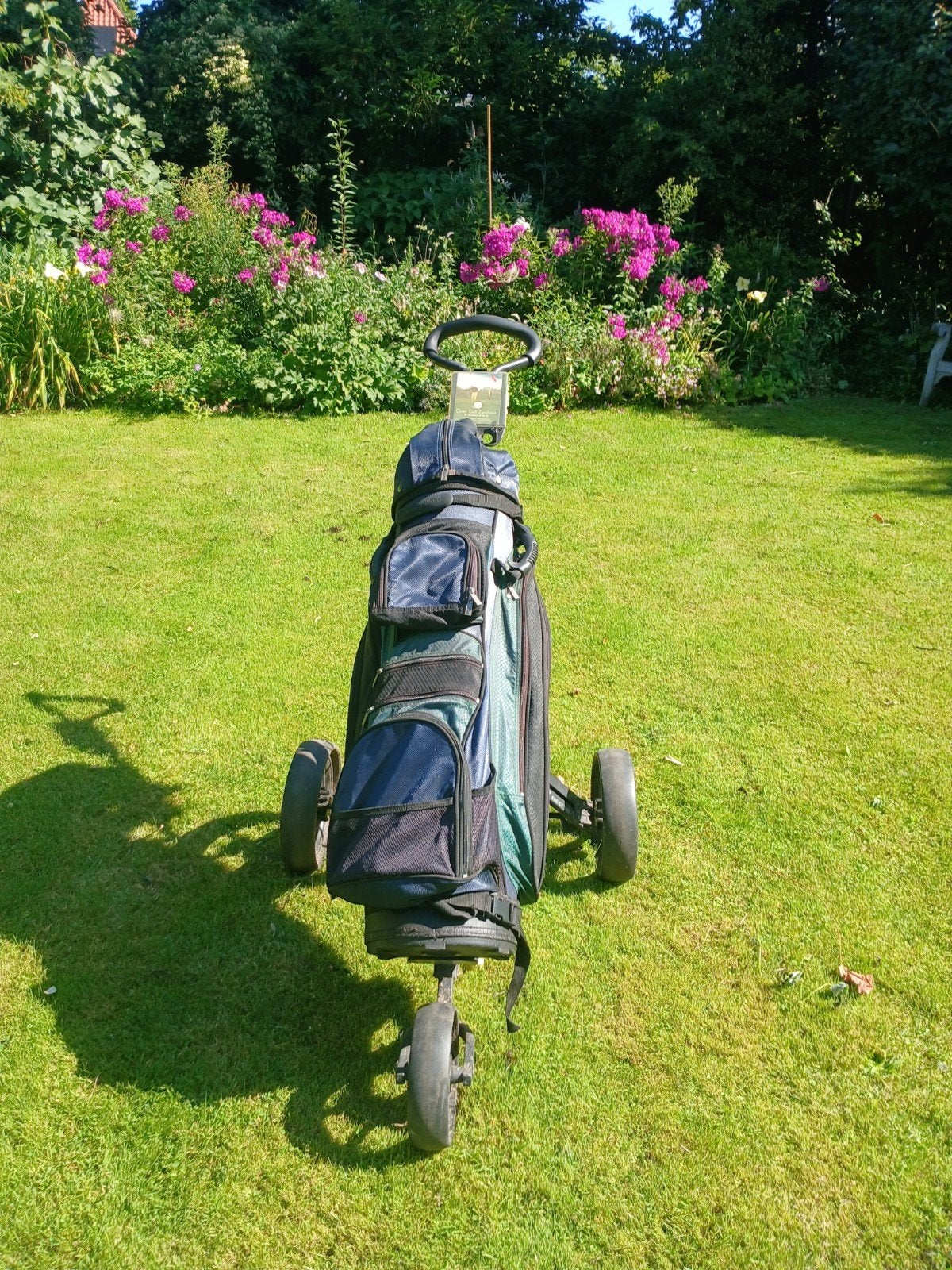 Hippo golftas+3-wiel golftrolley klick-n go golf nette staat, Ophalen, Gebruikt, Golfkar, Overige merken
