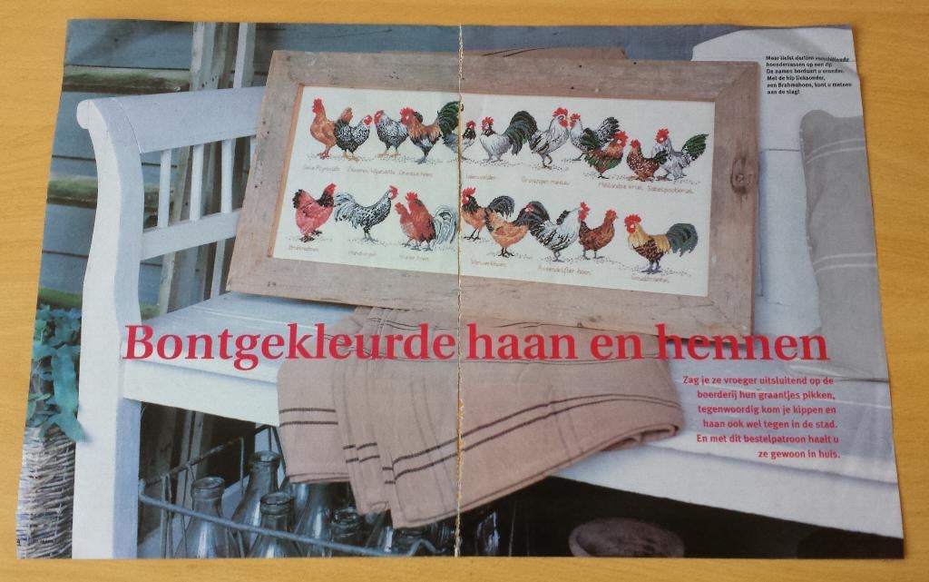Bontgekleurde Haan en Hennen Patroon - Margriet - 2000, Patroon, Ophalen of Verzenden, Zo goed als nieuw, Handborduren
