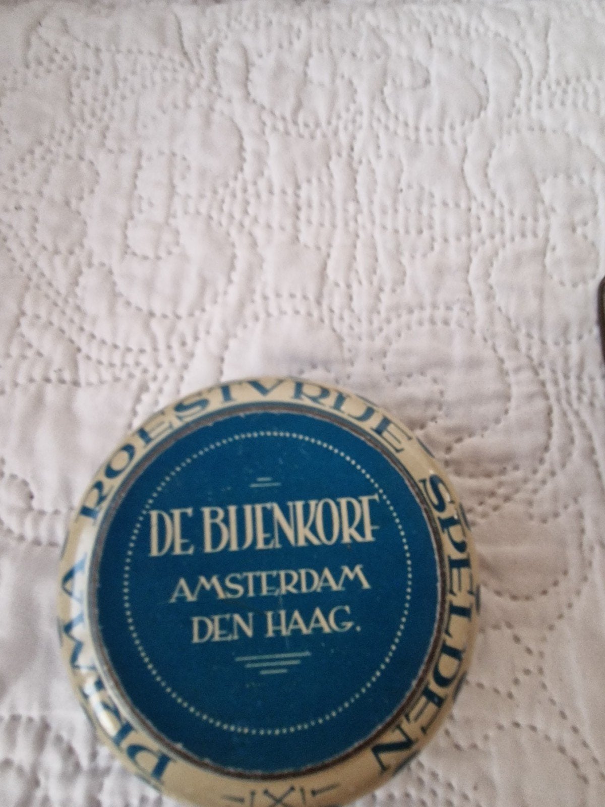 Vintage De Bijenkorf Speldenblikje - Amsterdam Den Haag, Ophalen of Verzenden