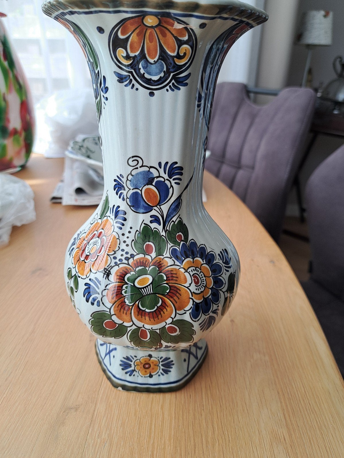 Delft Polychroom Holland Handwerk Vaas - Beschadigd, Ophalen of Verzenden