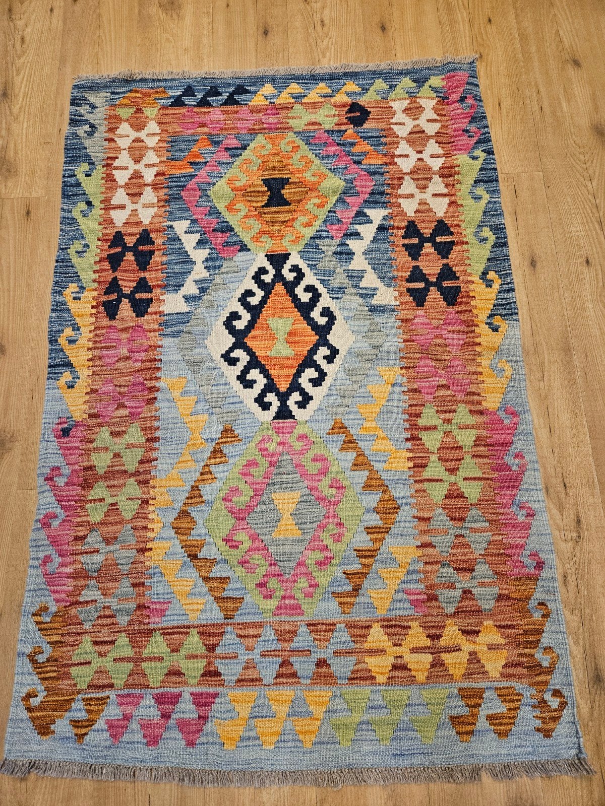 Handgeweven oosterse wollen kelim 153x101, Info@SlatsAntiek.nl, 100 tot 150 cm, Vof Slats Antiek, Ophalen of Verzenden