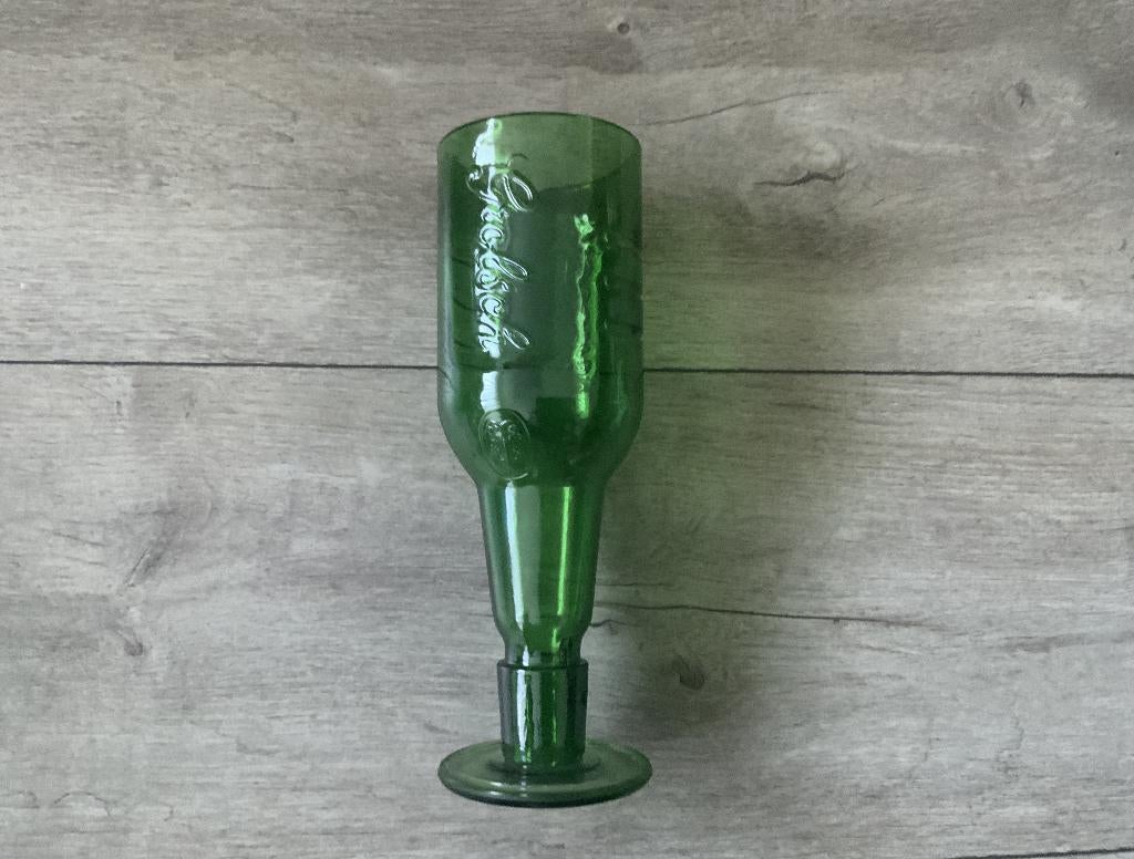 Vintage 90's Groen Grolsch Bierglas Bierfles Glas - Fles, Ophalen of Verzenden, Zo goed als nieuw, Glas of Glazen, Grolsch
