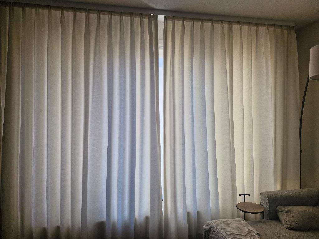 Prachtige beige/creme Overgordijnen!, Crème, Gebruikt, 200 cm of meer, Ophalen of Verzenden