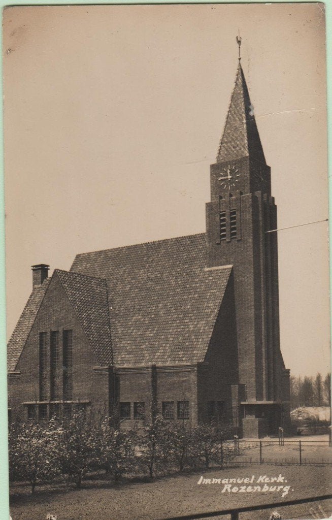 Rozenburg (ZH)  Immanuelkerk -mooie Newo fotokaart- 1937, Ophalen, 1920 tot 1940, Gelopen, Zuid-Holland
