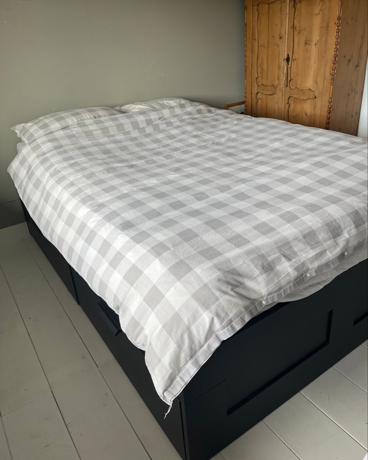 IKEA Brimnes bed met lades , lattenbodem en Hamarvik matras, Ophalen, Zwart, Tweepersoons, 140 cm