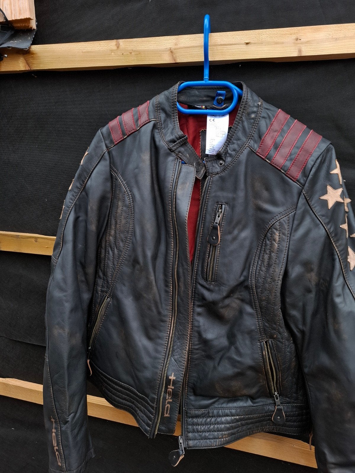 Leren Shopper Dames Jas - HELD Motorjas Zwart/Rood, Maat 38/40 (M), Held, Zwart, Ophalen of Verzenden