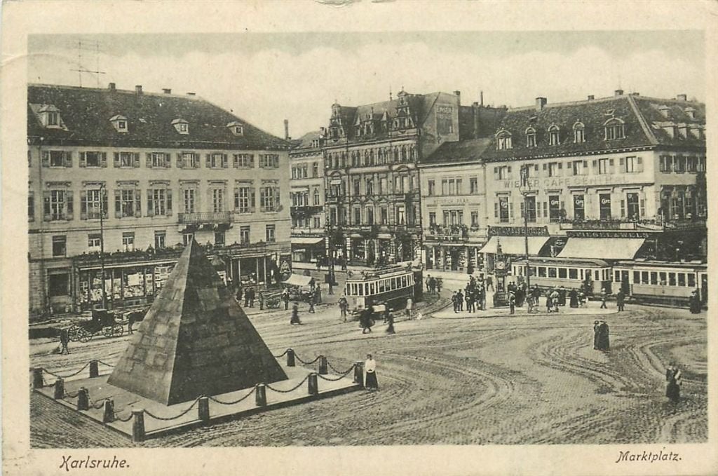 379-100-027 Karlsruhe Marktplatz, Verzenden, Voor 1920, Duitsland