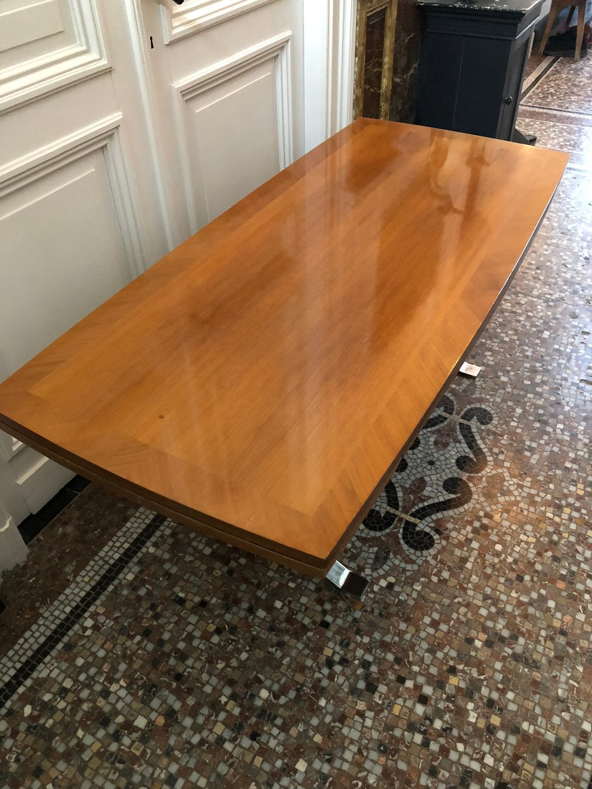 AUTHENTIEKE VINTAGE  TAFEL DESK SALONTAFEL CHROOM HOUT, Ophalen