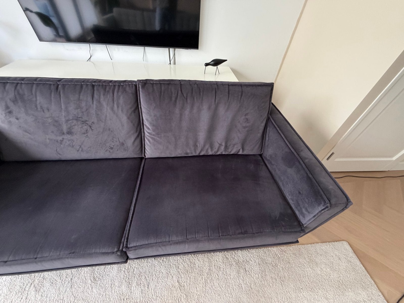 Be Pure Home bank - Paars grijs fluweel - Zo goed als nieuw, Ophalen, 150 tot 200 cm, Tweepersoons, 75 tot 100 cm