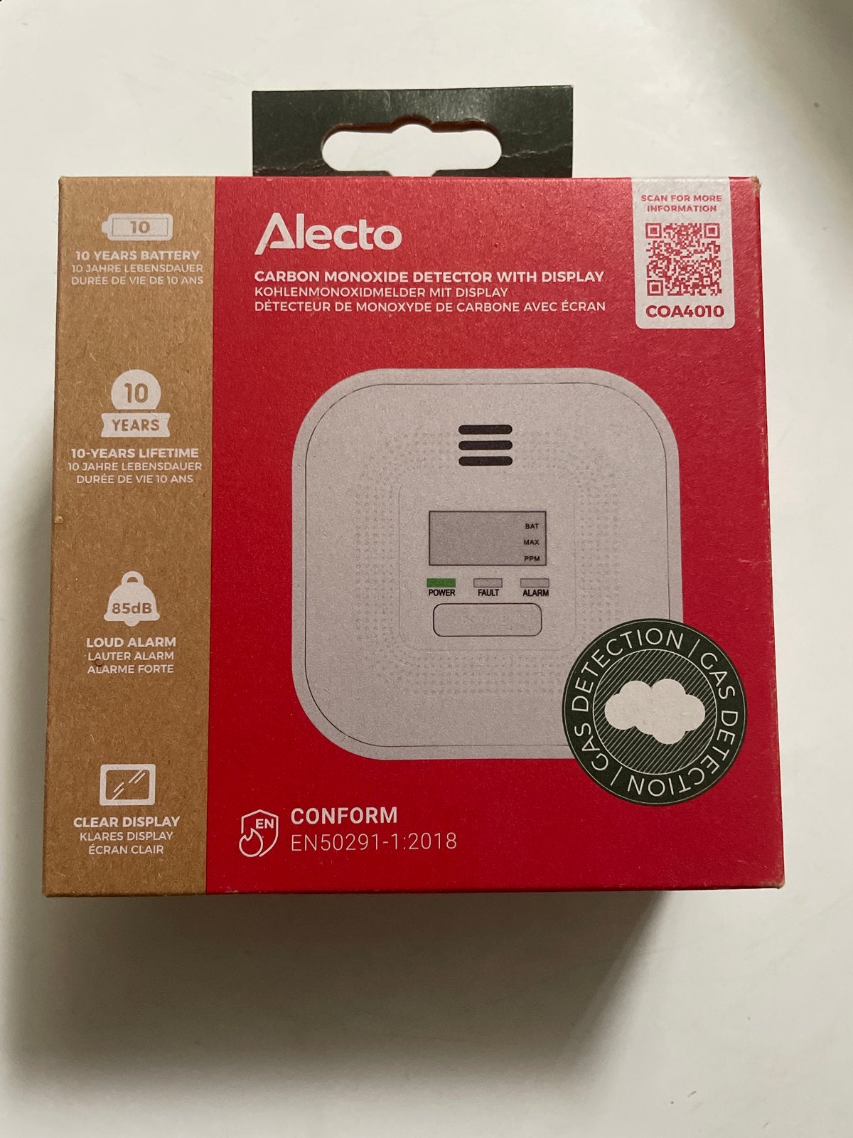 NIEUW Alecto Koolmonoxidemelder COA4010 met display, Ophalen, Nieuw, Detector, Sensor of Melder, Overige soorten