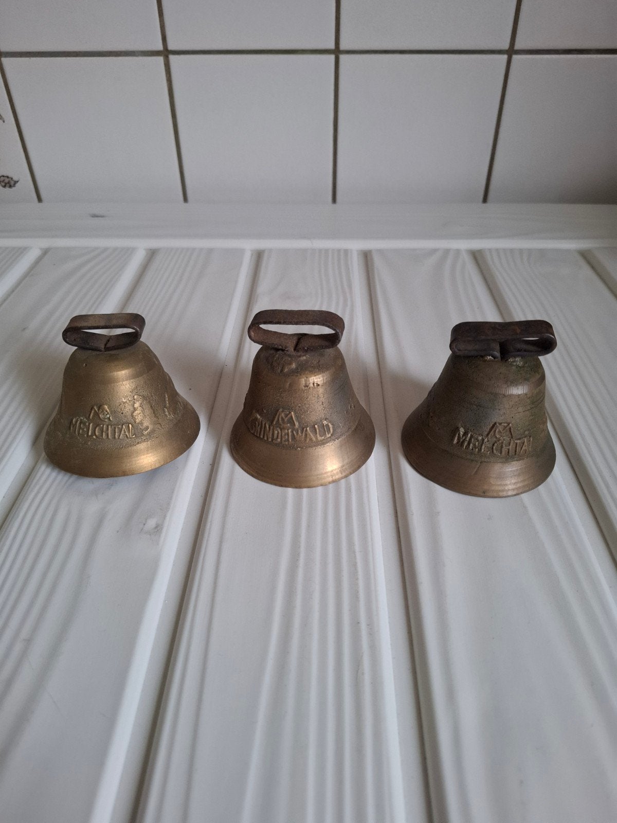 3 Antieke Zwitserse Bronzen Koebellen., Antiek en Kunst, Ophalen of Verzenden, Brons