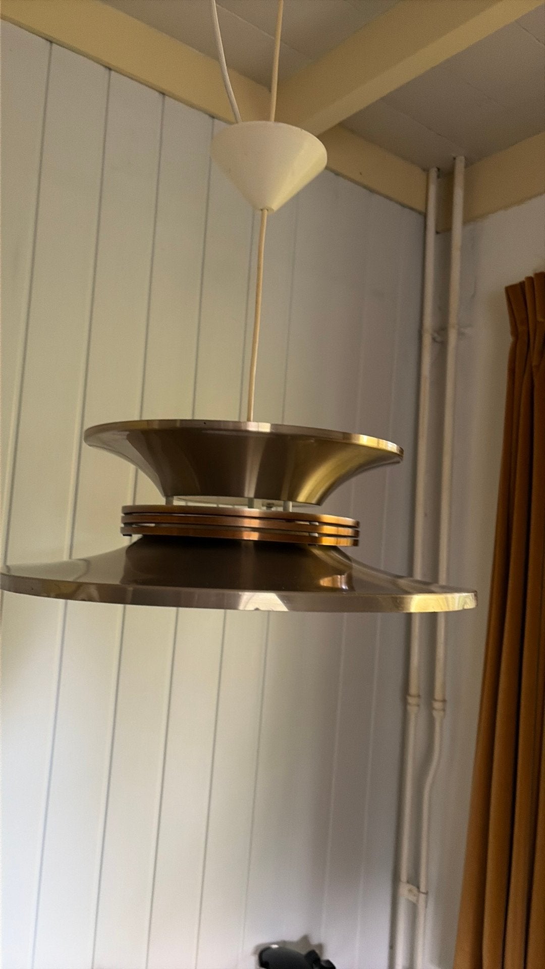 Vintage space age Dijkstra metalen lamellen lamp, Gebruikt, Space age mcm, Metaal, E27 (groot)